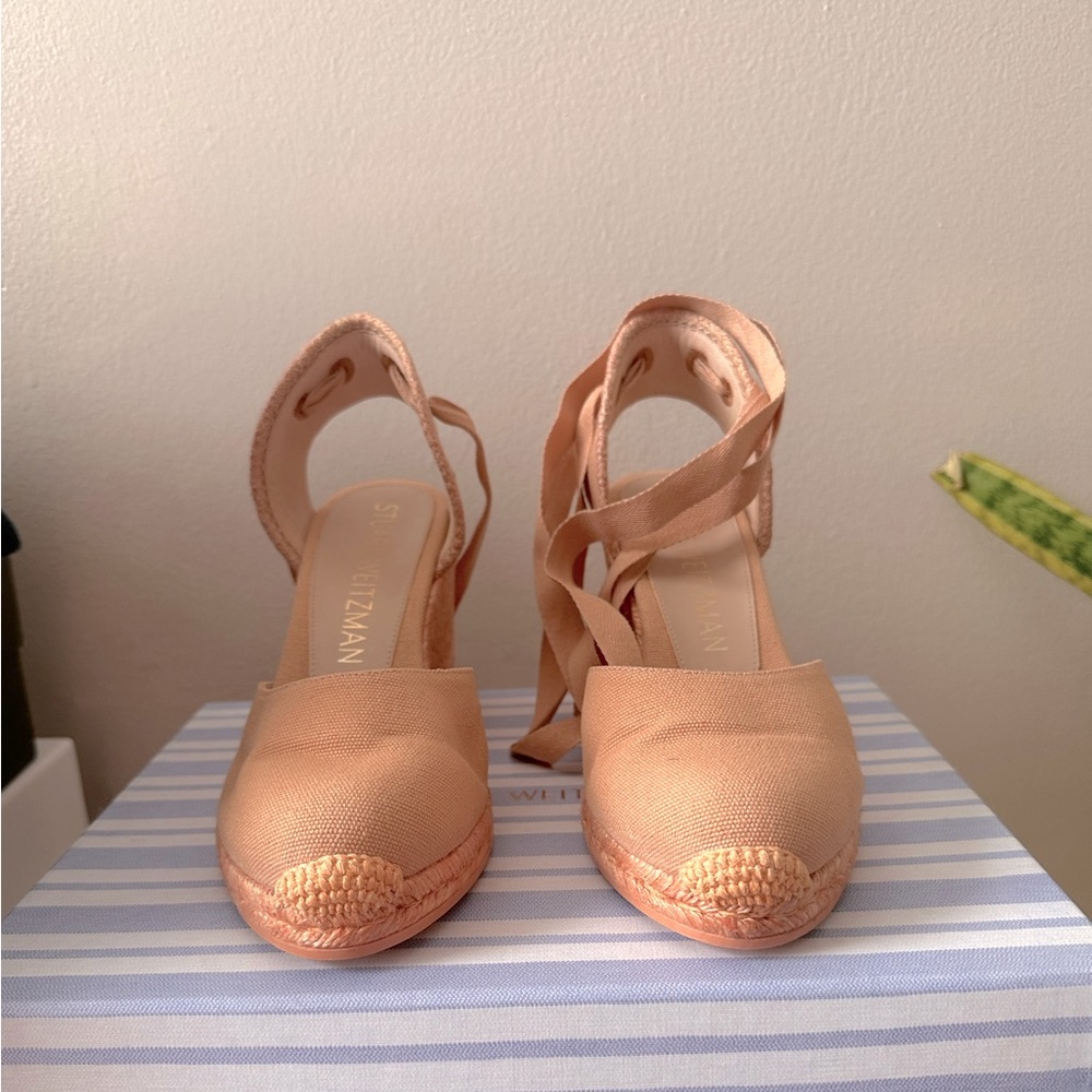 Stuart Weitzman Peach Marguerita Espadrille Wedges - Picture 3 of 11